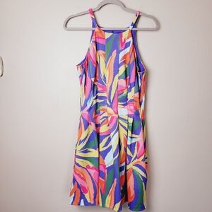 Vince Camuto A Line Scuba Dress Halter Knee Length‎ Multi Colored Women's size 8